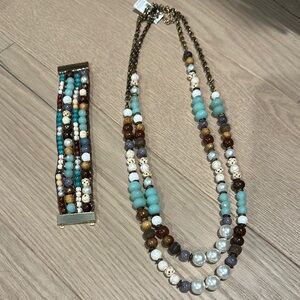 Multicolor Beaded Necklace and Bracelet Set